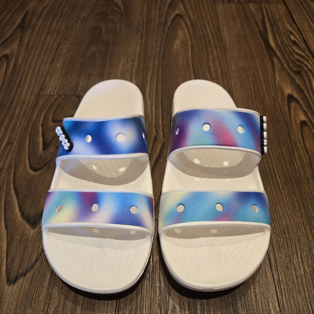 Crocs Classic Solarized Lightweight Shoes Tie Dye Sandals Unisex Women 12 Men 10